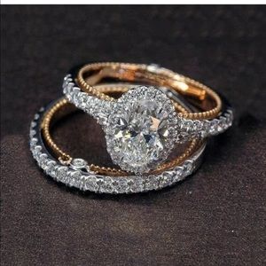 Two tone 2 PCS engagement rings